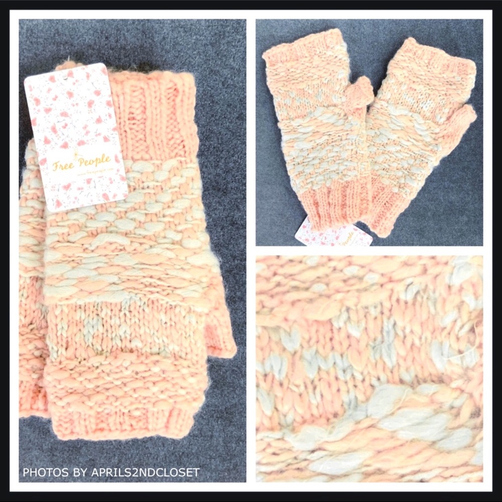 FREE PEOPLE BOHO CHUNKY KNIT FINGERLESS GLOVES A2C - Picture 7 of 8